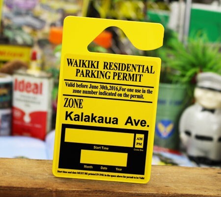 パーキングパーミットタグ ハワイ 雑貨 カー用品 ルームミラー 飾り PARKING PERMIT TAG ワイキキ Kalakaua AVE_画像2