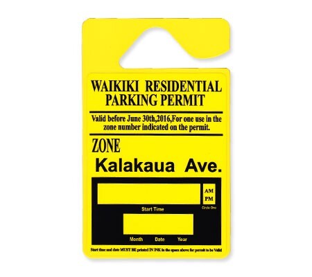 パーキングパーミットタグ ハワイ 雑貨 カー用品 ルームミラー 飾り PARKING PERMIT TAG ワイキキ Kalakaua AVE_画像1