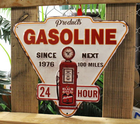 看板 サインプレート サインボード インテリア 雑貨 壁 飾り アメリカン おしゃれ かっこいい ガレージ ガソリン GASOLINE 24 HOUR_画像2