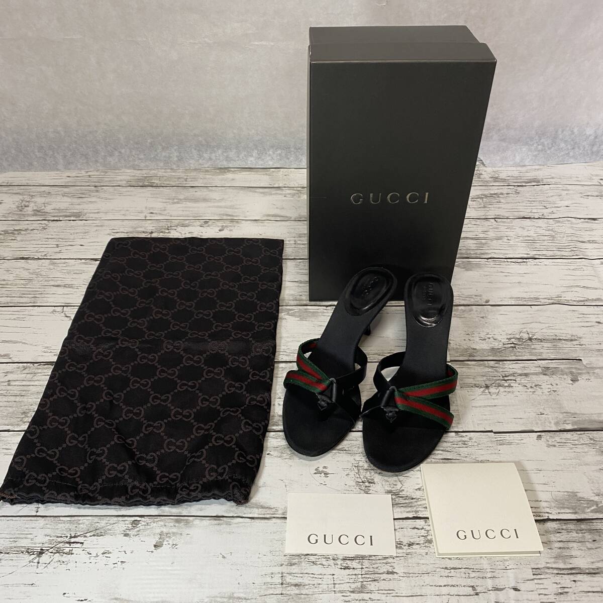 GUCCI　グッチ ヒールサンダル シェリーライン レディース 36 23cm 箱・巾着付き_画像1