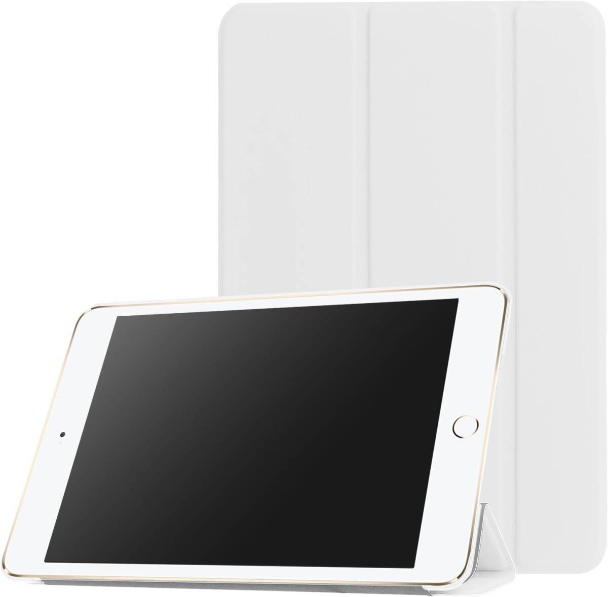 iPad mini 1/2/3 用 PU レザーカバー +ハードケース 超薄 軽量型 スタンド機能 スマートカバー ケース 三つ折 ホワイト 白の画像4