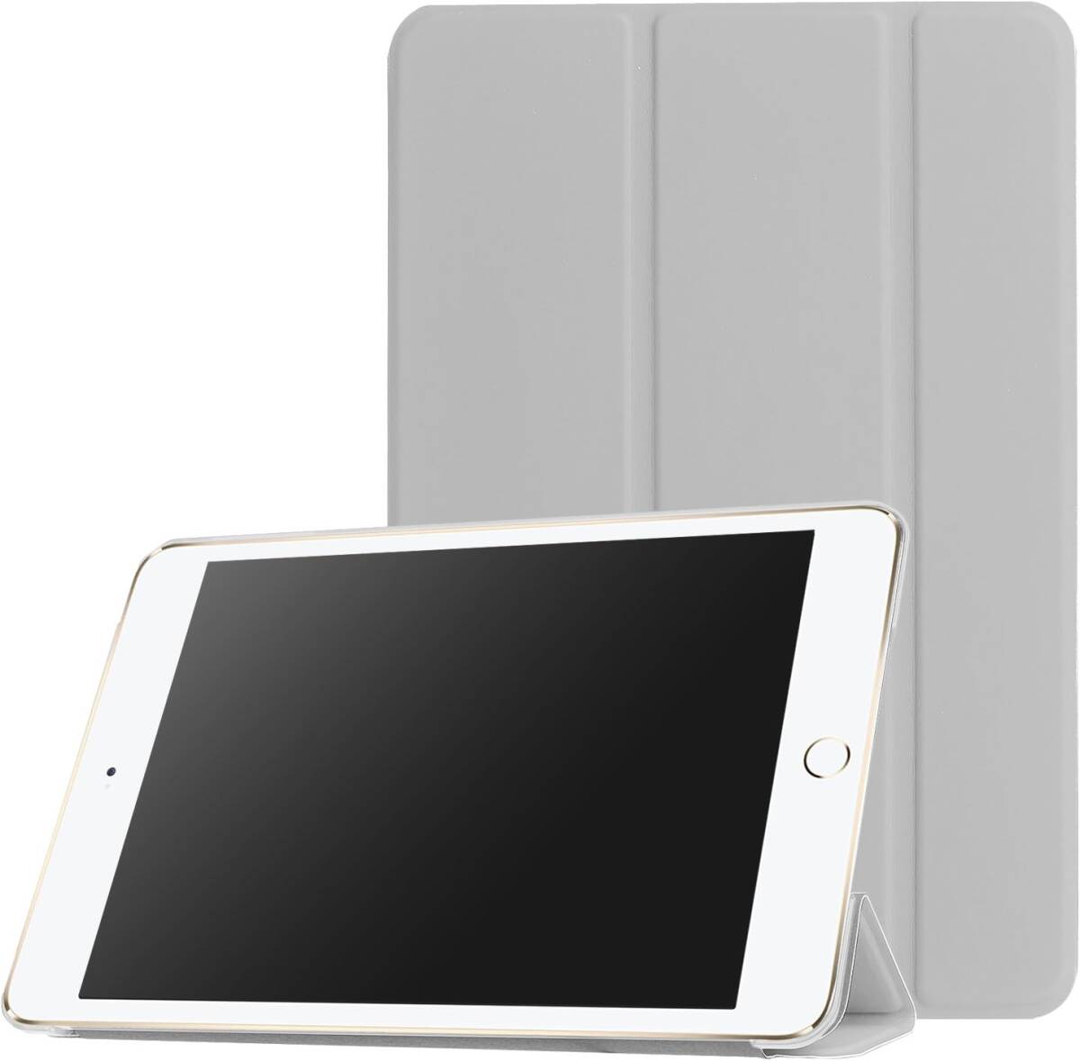 iPad mini 1/2/3 用 PU レザーカバー +ハードケース 超薄 軽量型 スタンド機能 スマートカバー ケース 三つ折 グレーの画像3
