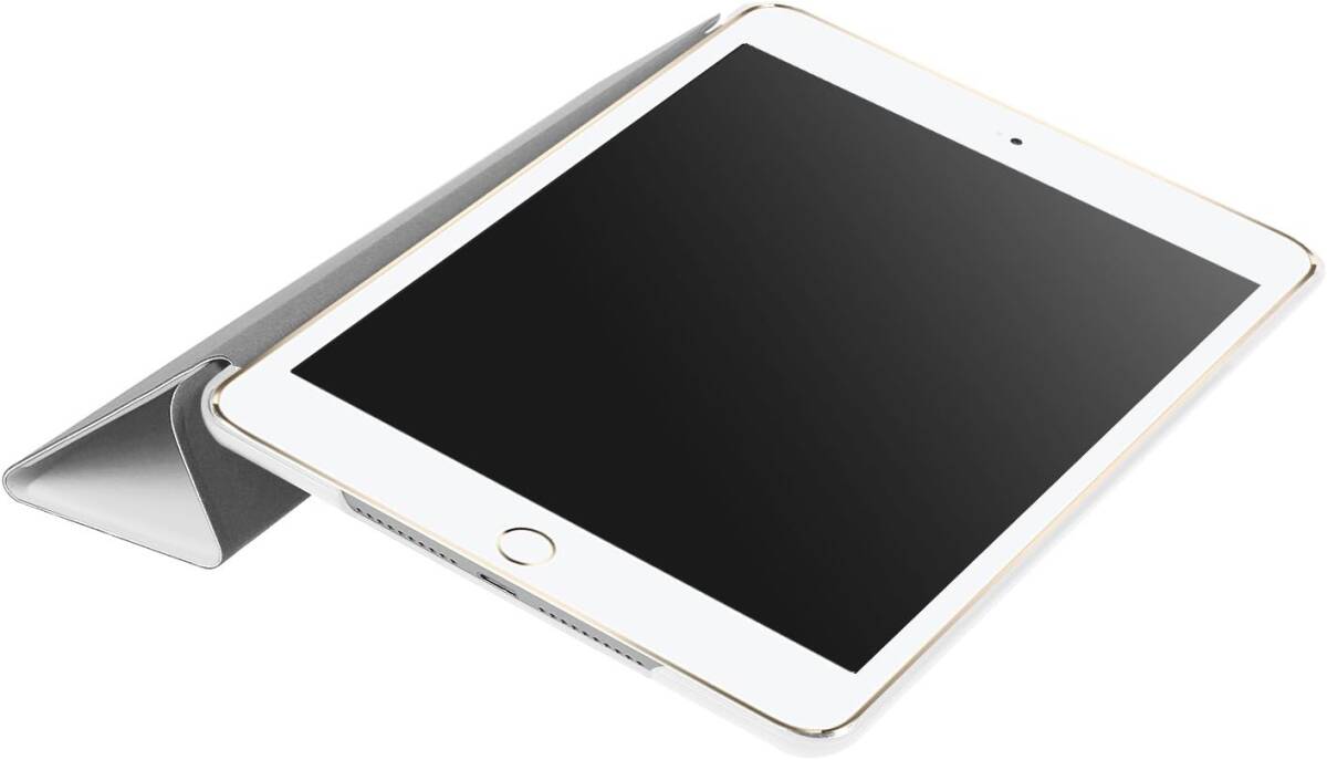 iPad mini 1/2/3 用 PU レザーカバー +ハードケース 超薄 軽量型 スタンド機能 スマートカバー ケース 三つ折 ホワイト 白_画像3