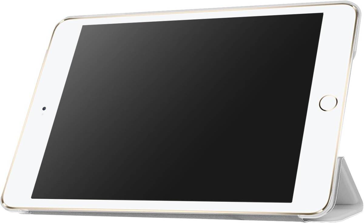 iPad mini 1/2/3 用 PU レザーカバー +ハードケース 超薄 軽量型 スタンド機能 スマートカバー ケース 三つ折 グレーの画像4