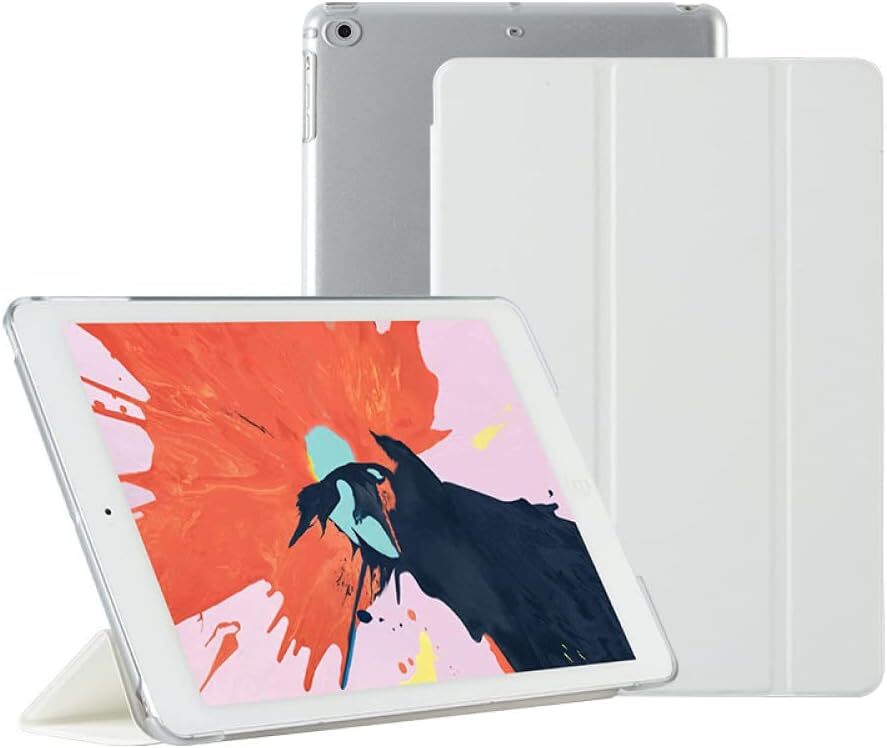 iPad mini 1/2/3 用 PU レザーカバー +ハードケース 超薄 軽量型 スタンド機能 スマートカバー ケース 三つ折 ホワイト 白の画像1