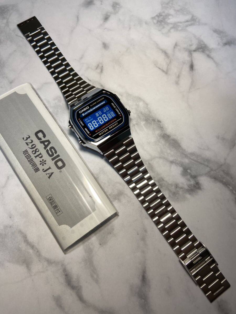 ★新品★カスタム！【送料無料】CASIO A168WA-1 ブルー反転液晶 ELバックライト搭載 チープカシオカスタム タイメックス Gショック好き必見_画像2