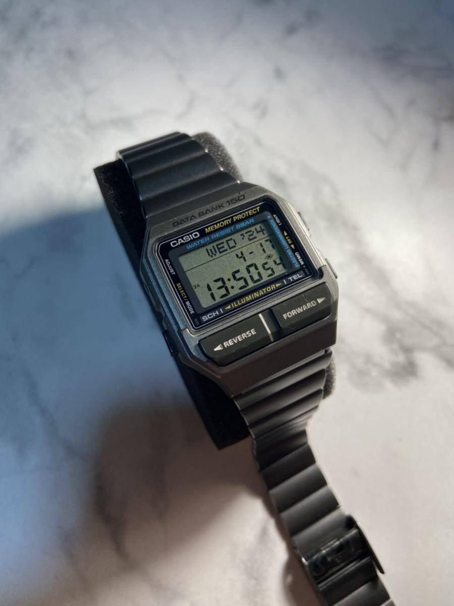 ★90's Vintage★【送料無料】 CASIO DATABANK DB-1500 ガンメタ 新品電池 メタルブレス データバンク EL発光ライト ヴィンテージカシオ！の画像6