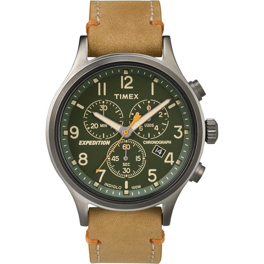 [ коробка поломка outlet ]TIMEX Timex Expedition Scout TW4B04400 толстый кожа частота зеленый 100m водонепроницаемый Indy Glo Night свет 