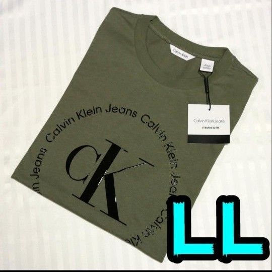 【新品】カルバンクライン　Tシャツ　LL　カーキ　Calvin Klein