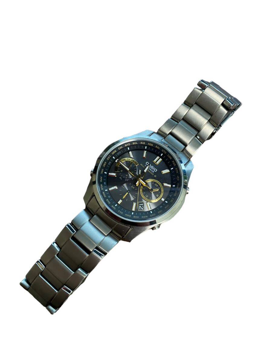21181 CASIO カシオ LINEAGE リニエージ LIW-M610TDS 腕時計 タフソーラー アナログ カレンダー ブラック×ゴールド チタン ジャンクの画像3
