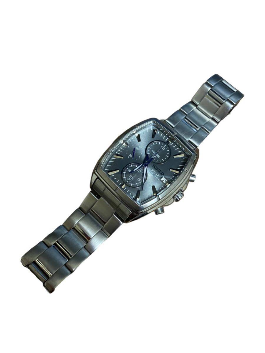 21124 セイコー SEIKO ワイアード WIRED クロノグラフ スモセコ メンズ腕時計 グレー 人気モデル V176-0AD0 クォーツ ジャンクの画像3