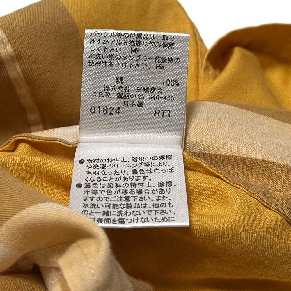  Burberry London big mega check long sleeve shirt 38 yellow color yellow product wash lady's blouse noba check BURBERRY