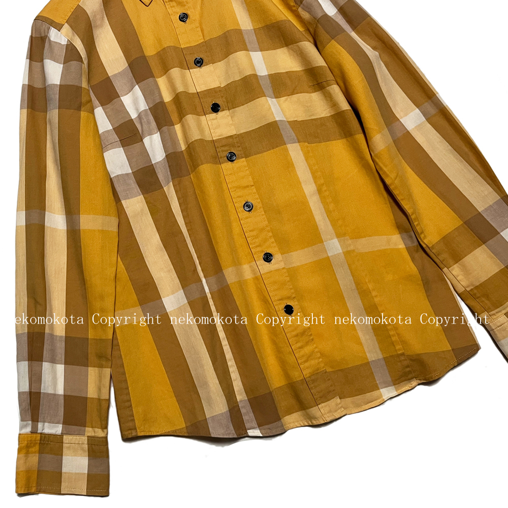  Burberry London big mega check long sleeve shirt 38 yellow color yellow product wash lady's blouse noba check BURBERRY