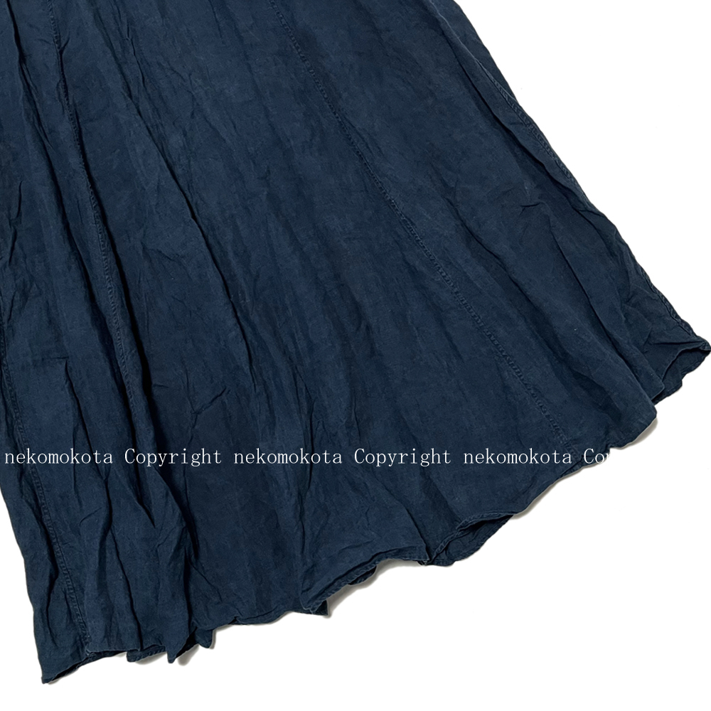 45R 生地感たっぷり インドリネン平のドレス (インディゴ) 0 ネイビー リネン 麻 ノースリーブ ワンピース 45rpmの画像4
