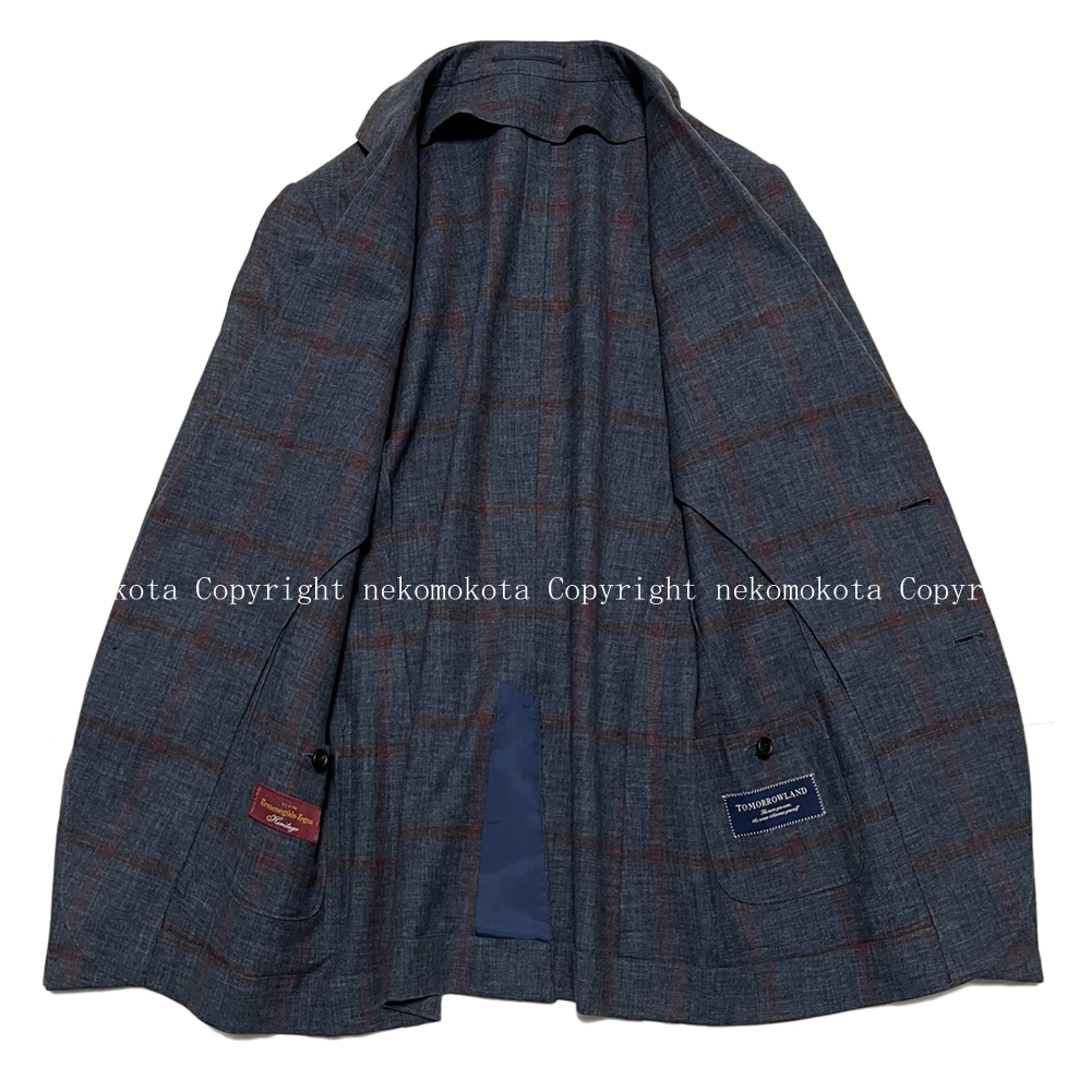 トゥモローランド × ゼニア Heritage 2B ウール シルク カシミヤ チェック テーラード ジャケット 44 TOMORROWLAND Ermenegildo Zegna_画像5