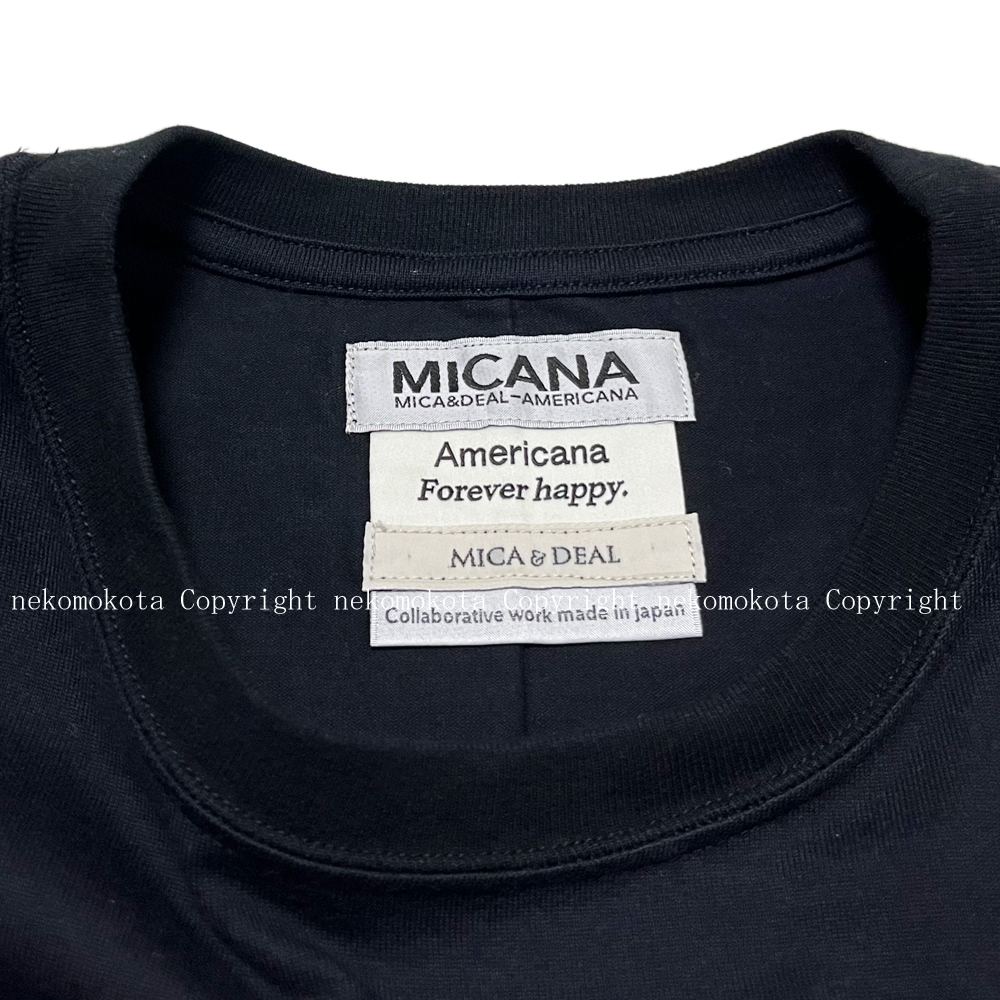 未使用 MICANA アメリカーナ mica&deal 別注 コラボ カレッジ ロゴ Tシャツ ブラック 墨黒 マイカアンドディール Americana マイカーナの画像4