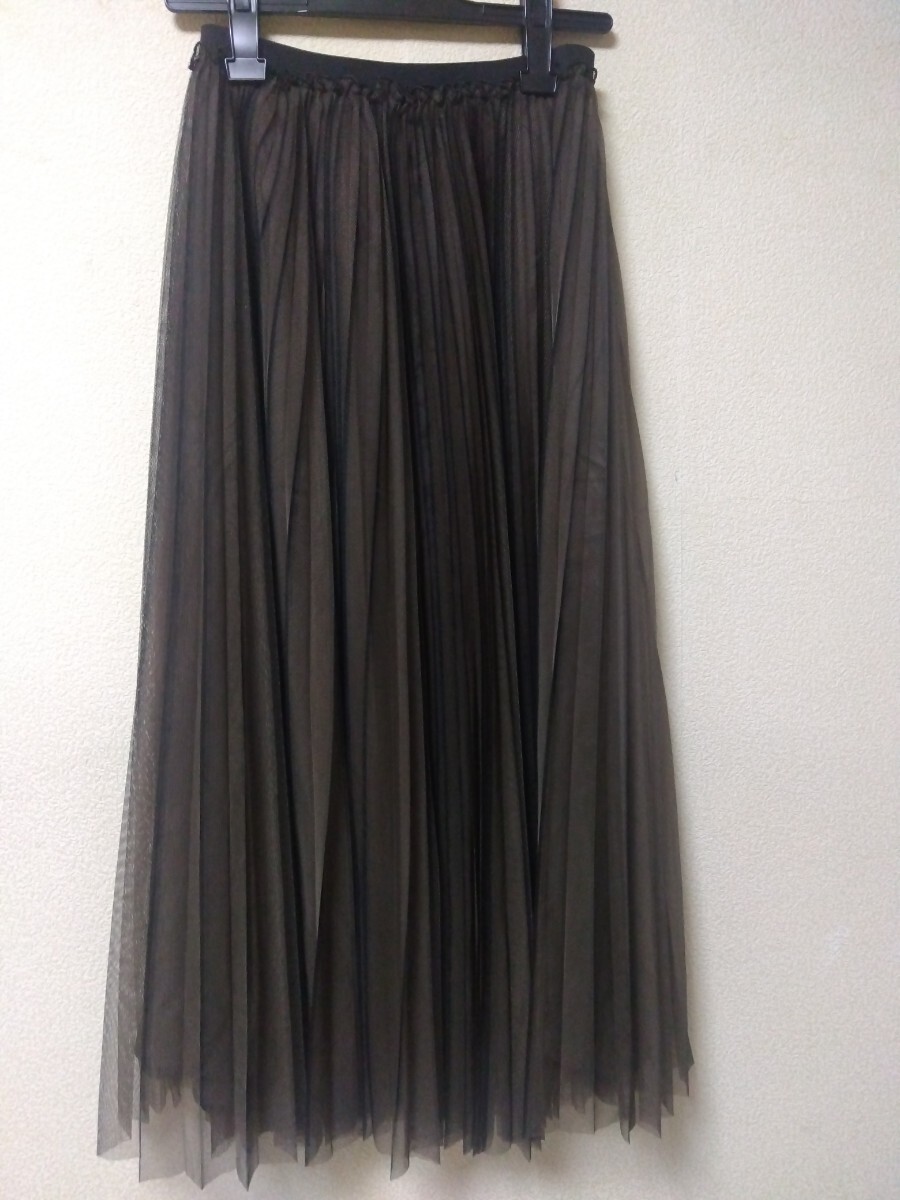 新品同様正規品　AULA アウラ　2WAYチュールプリーツスカート　0 　定価約3万5千円_画像1