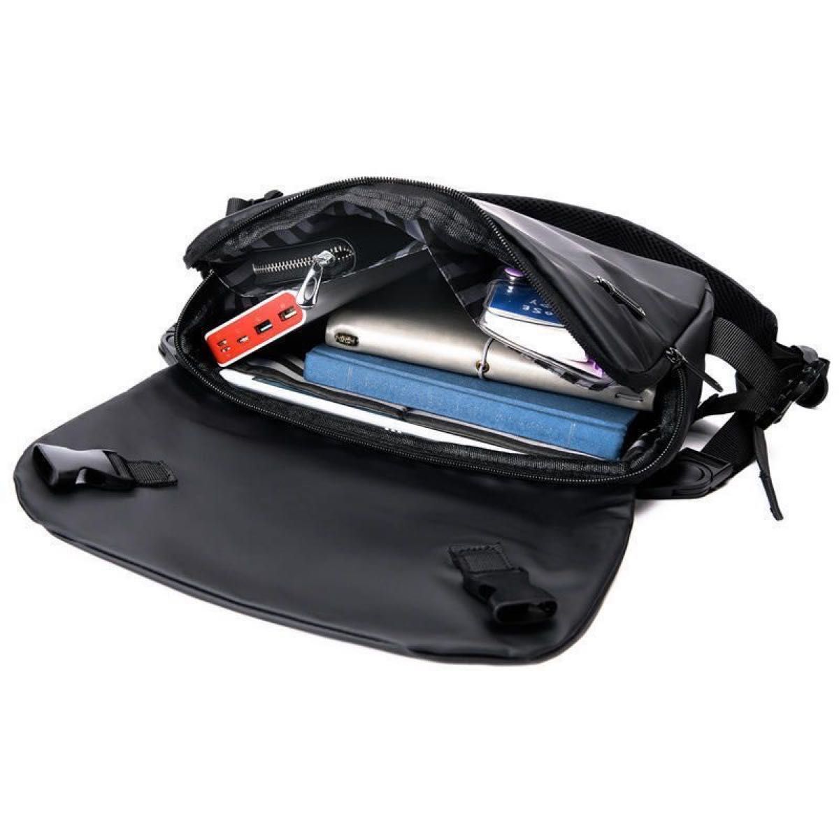 ショルダーバッグ a4 斜めがけ 防水 3way 軽量 ブラック メンズ ワイド メッセンジャーバッグ カバン 黒