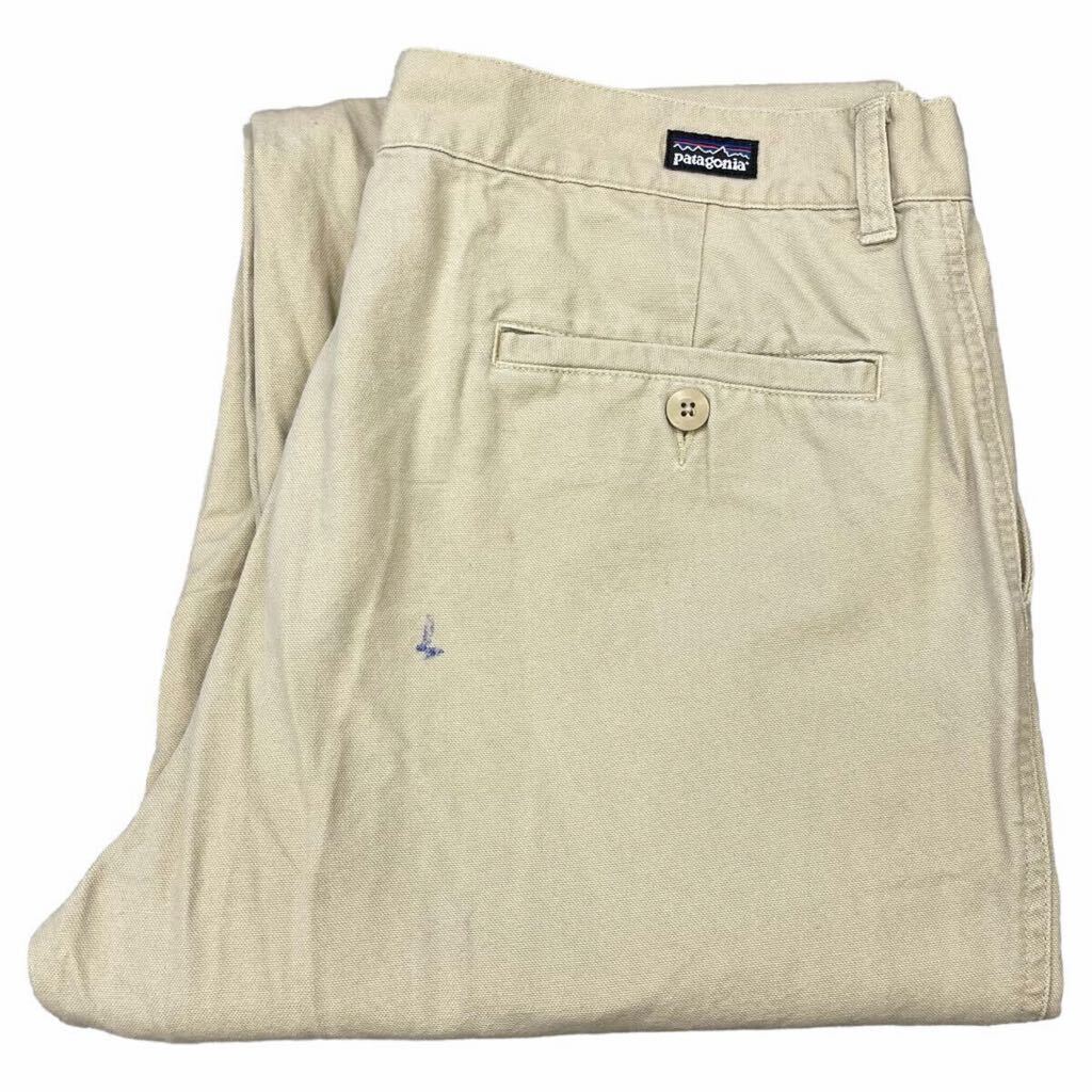 Patagonia ORGANIC COTTON コットン パンツ MEN’S 35 ベージュ ダック ワーク パンツ ストレート チノパンツ パタゴニア 2009年製 56825_画像1