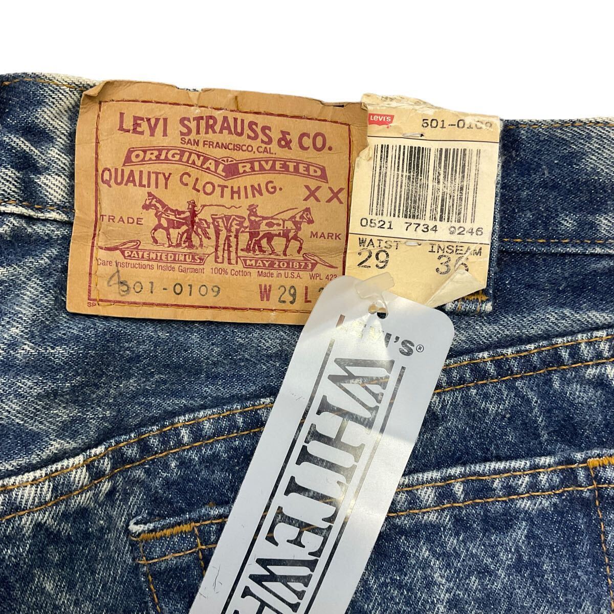 Dead Stock 90s USA製Levi's 501-0109 デニム パンツ W29 L36 ジーンズ ケミカルウォッシュ リーバイス Levis ヴィンテージ 新品 未使用_画像8