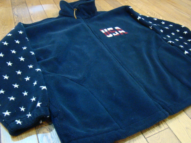 美品 90s Bear Ridge Outfitters Unisex XLサイズ Fleece Jacket Full Zip USA製 ネイビー ボアジャケット フリースジャケット 星条旗_画像4