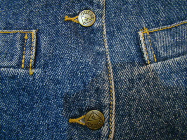  прекрасный товар 90s GUESS JEANS жилет лучший M размер USA производства Guess джинсы Denim 