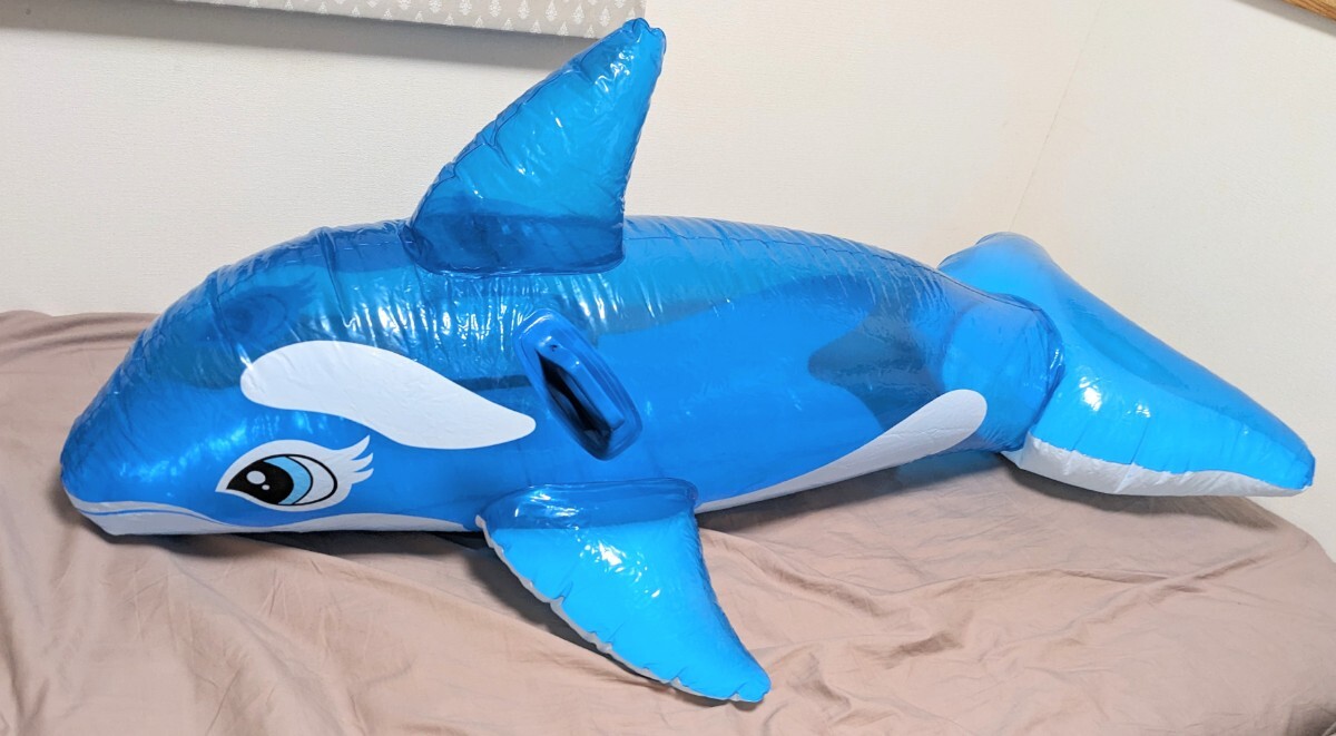INTEX リトルホエール ライドオン 空ビ フロート 浮き輪 イルカ シャチ Inflatable Blue Whale Ride On Toy Pool Float Dolphinの画像1