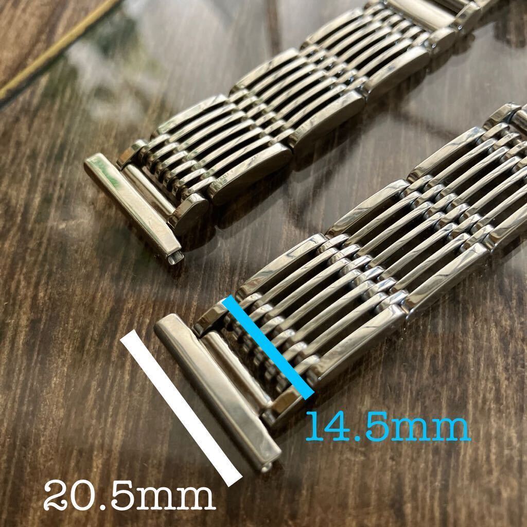 20.5mm 銀色 時計バンド 時計ベルト ヤレタバンド ヴィンテージ 中古品の画像2