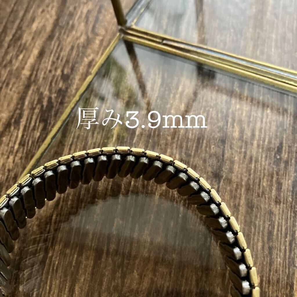 19.2mm 金色 金属 時計ベルト 時計バンド 伸縮 蛇腹 ヴィンテージ 中古品の画像5