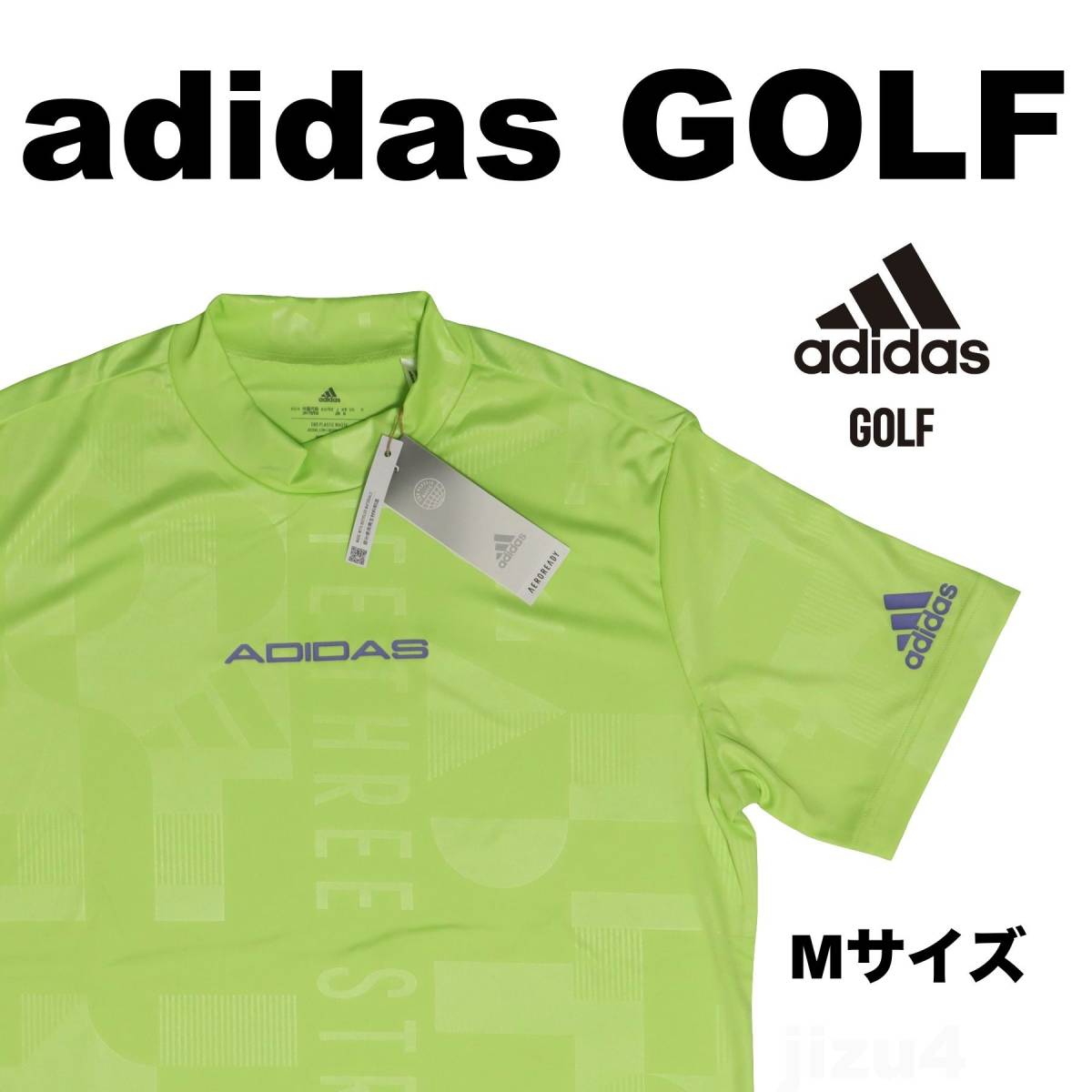 ■【M】アディダス GOLF エンボスプリント モックネック 半袖シャツ■_画像1