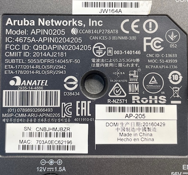 T3726 Aruba Networks APIN0205 無線アクセスポイント 5台セット_画像7