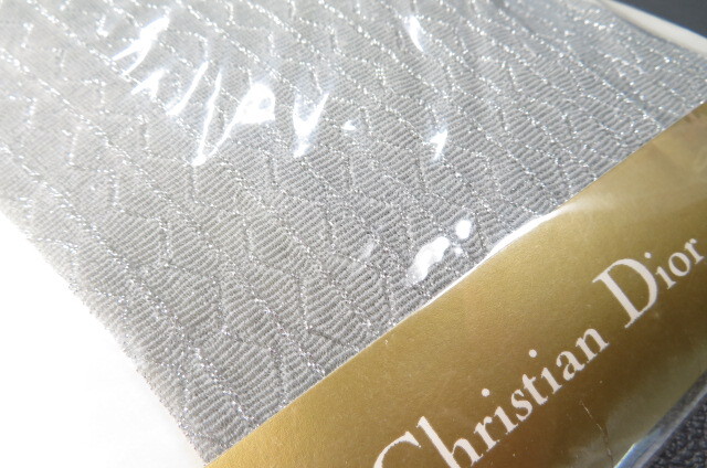 1円～【未使用】 Christian Dior 　クリスチャン・ディオール　Y-TK-03　ラメ入り　タイツ　サイズL　グレー・シルバー　12-8-146_画像4
