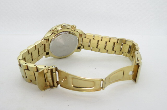 1円～【電池切れ】SEIKO セイコー インターナショナルコレクション クロノグラフ 7T62-0EB0 メンズ腕時計 文字盤ブラック ゴールド 4-4-10の画像7