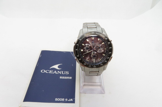 1円～【動作品】CASIO カシオ OCEANUS オシアナス クロノグラフ 電波ソーラー OCW-M800 メンズ腕時計 取説有 シルバー 4-9-18の画像2