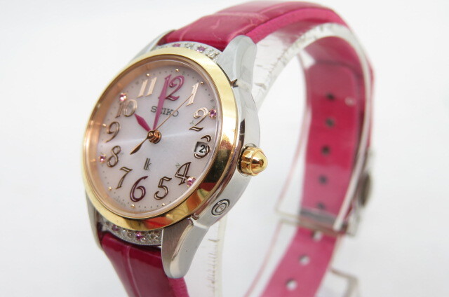 １円～【動作品】SEIKO セイコー LUKIA ルキア Ispahan ピエール・エルメ 1B22-0CL0　レディース　ソーラー腕時計　替えベルト　箱　4-10-1_画像3