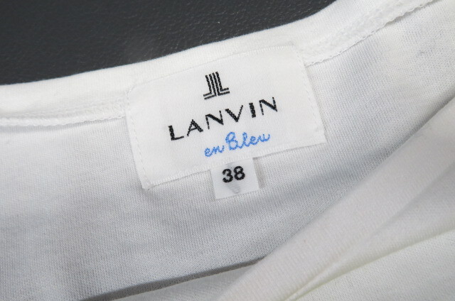 １円～LANVIN en Bleu ランバン オン ブルー Tシャツ　リボン　ビジュー　サイズ38　ホワイト　ライムリボン　4-14-8_画像4