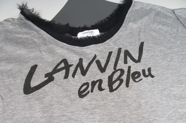 １円～LANVIN en Bleu ランバン オンブルー　サイドリボン　Tシャツ　グレー　4-14-12_画像2