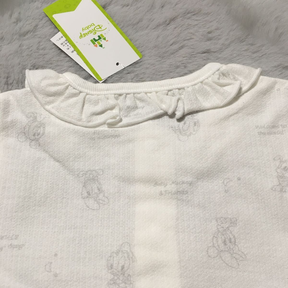 Disney baby  ピュアホワイト　フリル衿　半袖カバーオール　60-70