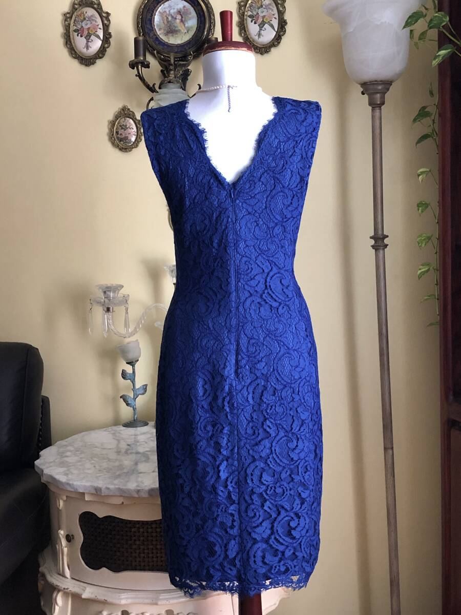 【TADASHI SHOJI/タダシショージ】青総レース/シンプル/カクテルドレス （US・４／９号Ｍ）#316 _画像5