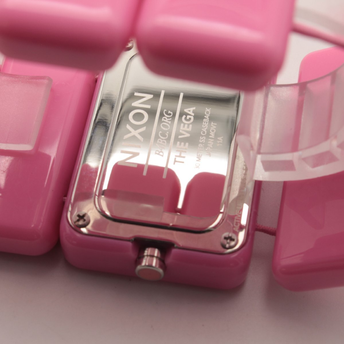 2963▲【訳有/電池切れ】NIXON 腕時計 NA726226-00 THE VEGA PINK-B4BC スクエアフェイス 強化クリスタルガラス ピンクの画像6