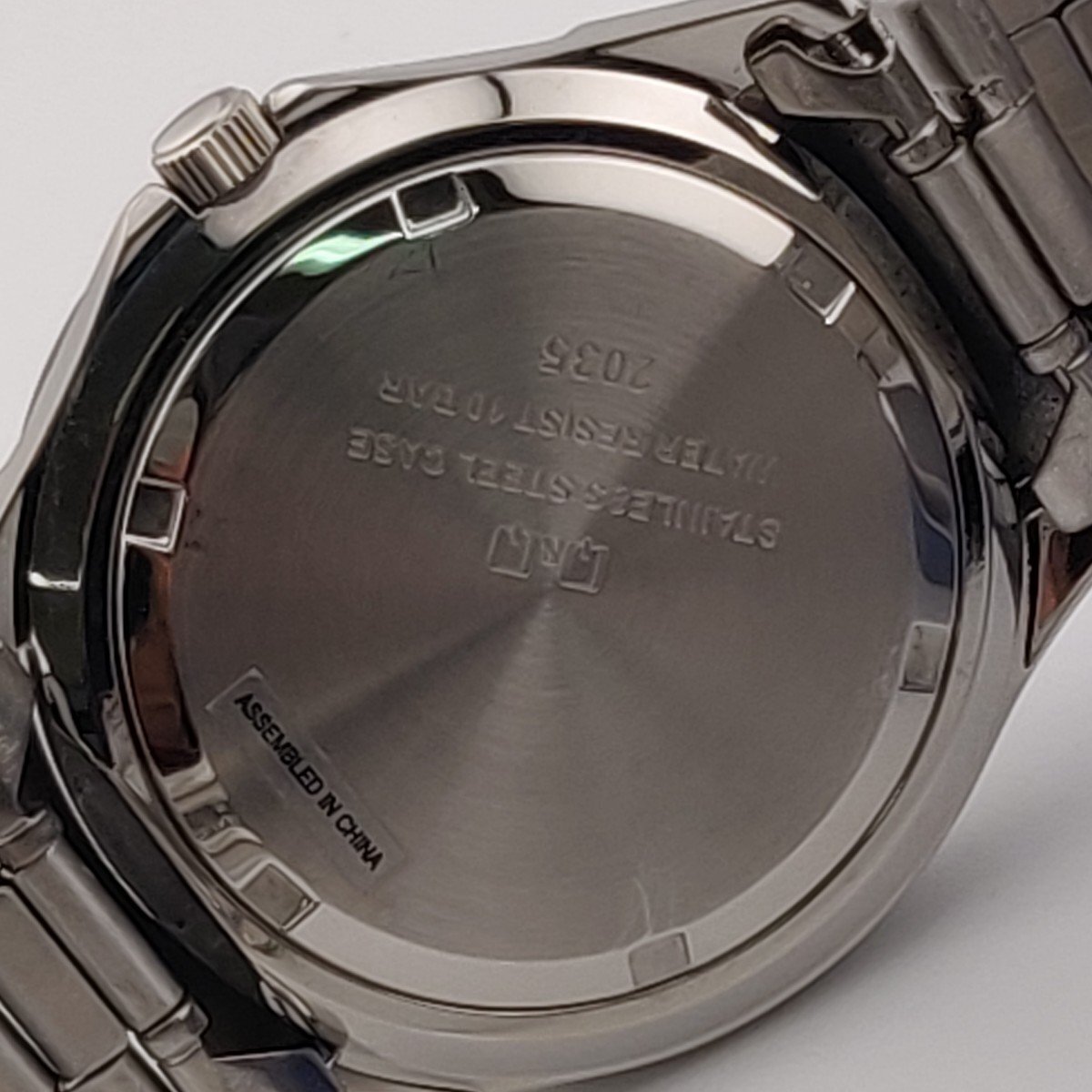 3156@[キューアンドキュー] 腕時計 W376-204 アナログ ステンレスモデル メタルバンド 白 文字盤 10気圧防水 メンズ シルバー 【1124】の画像5