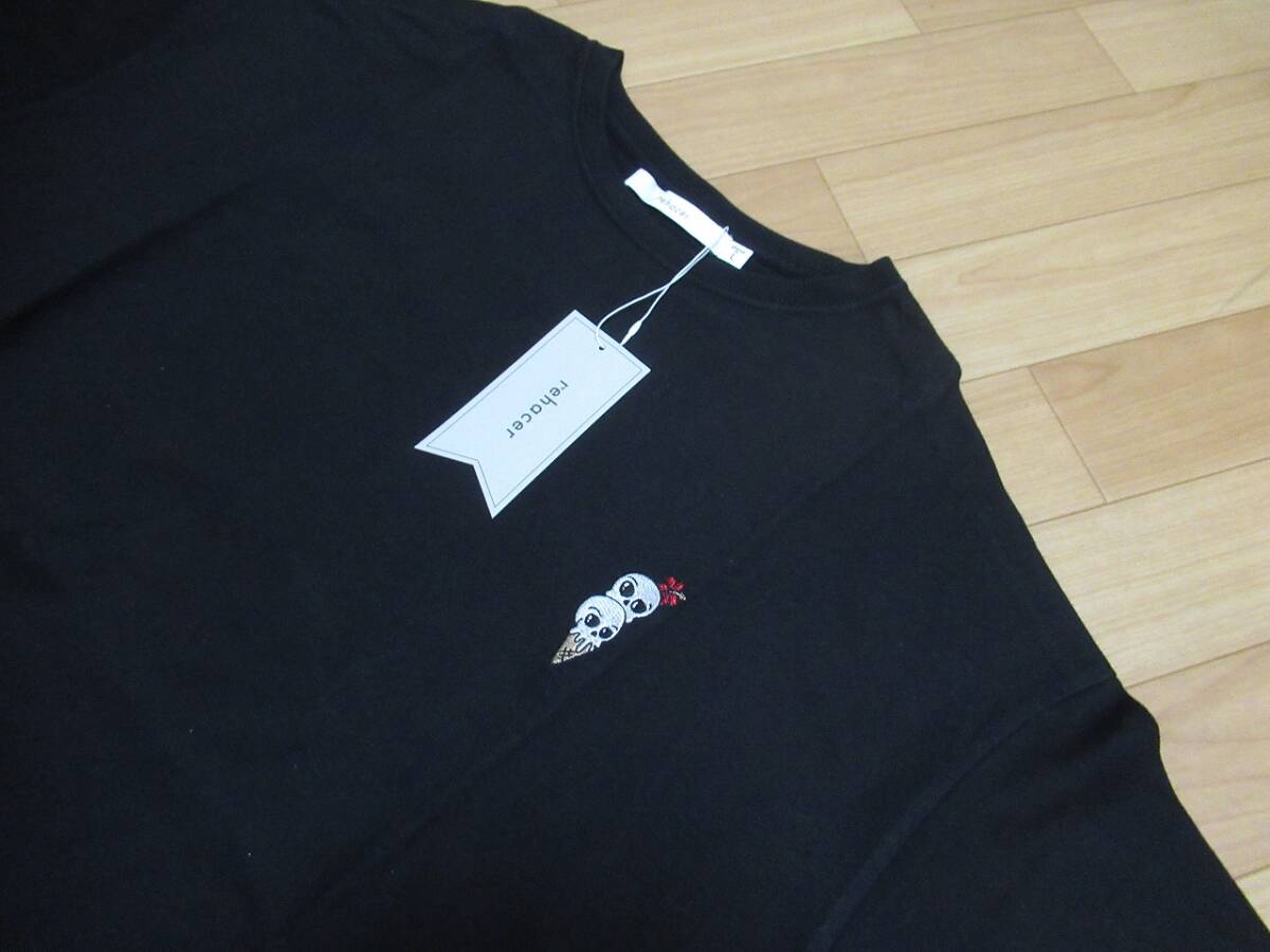 ★667 rehacer レアセル 新品黒の胸ワンポイントワイドTシャツ L_画像3