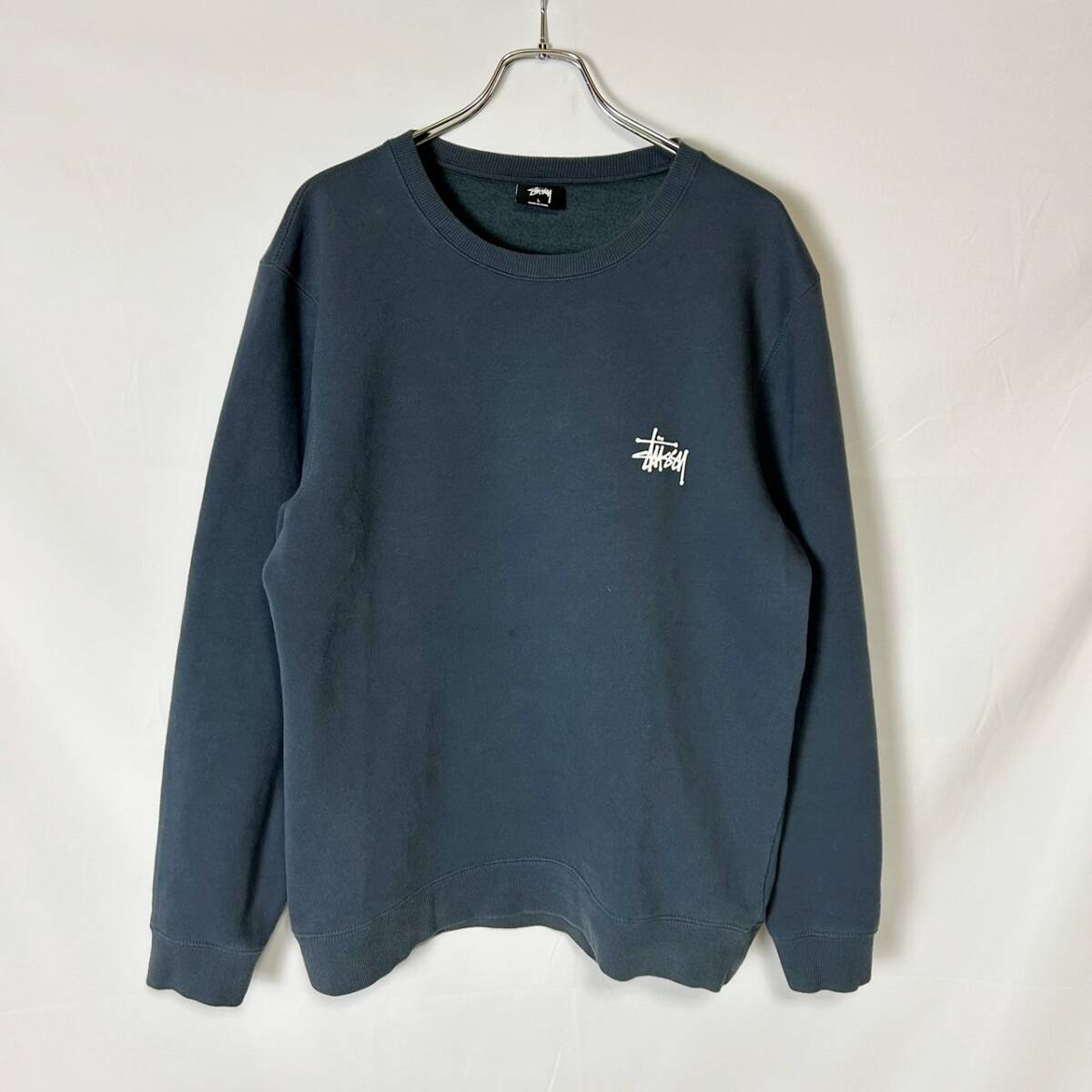 定番人気 復刻 正規品 STUSSY BASIC STUSSY CREW ステューシー ストックロゴ ビッグロゴ ベーシック クルーネック スウェット トレーナー L_画像2