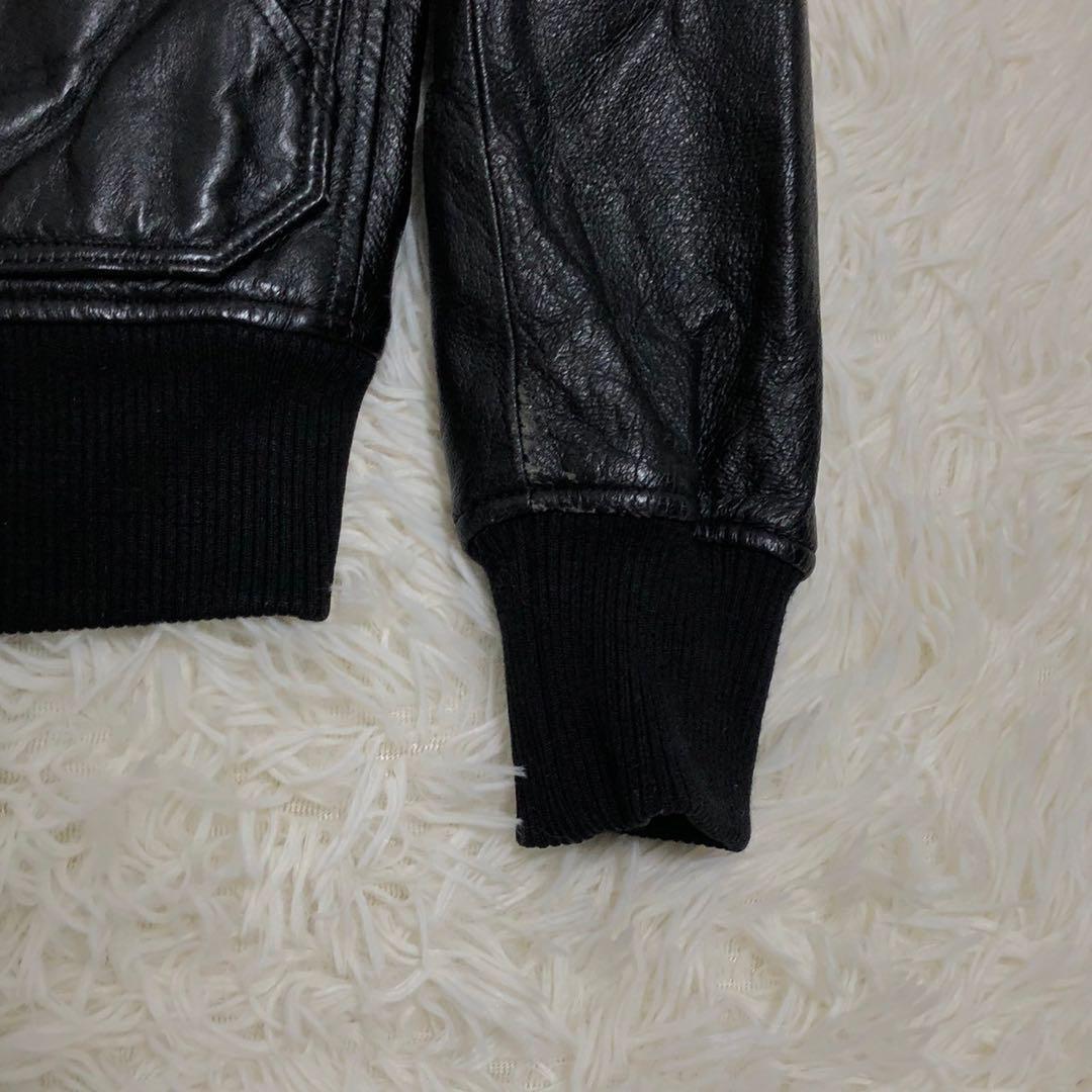 希少◎本革◎HYSTERIC GLAMOUR ヒステリックグラマーレザージャケット レザーパーカー 黒 ブラック 豚革 Sサイズ フーディック メンズの画像7