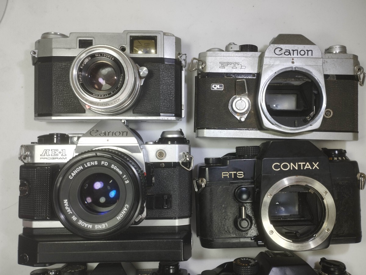 【リサイクル】 Canon AE-1 CONTAX RTS CANON FTb TOPCON フィルムカメラまとめてジャンク品 1円スタート売り切り昭和骨董品 カメラ _画像2
