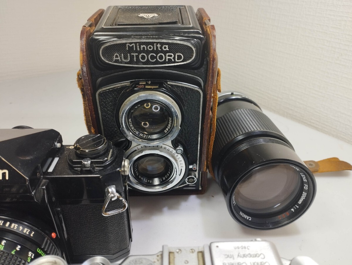 [ recycle ] Canon F-1 MINOLTA AUTOCORD canon camera company canon FD200mm 4 film camera together junk 1 jpy start antique goods 