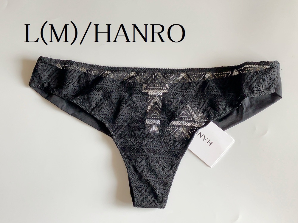 L（M)☆ハンロ　HANRO　CLIA　黒　海外高級タンガ