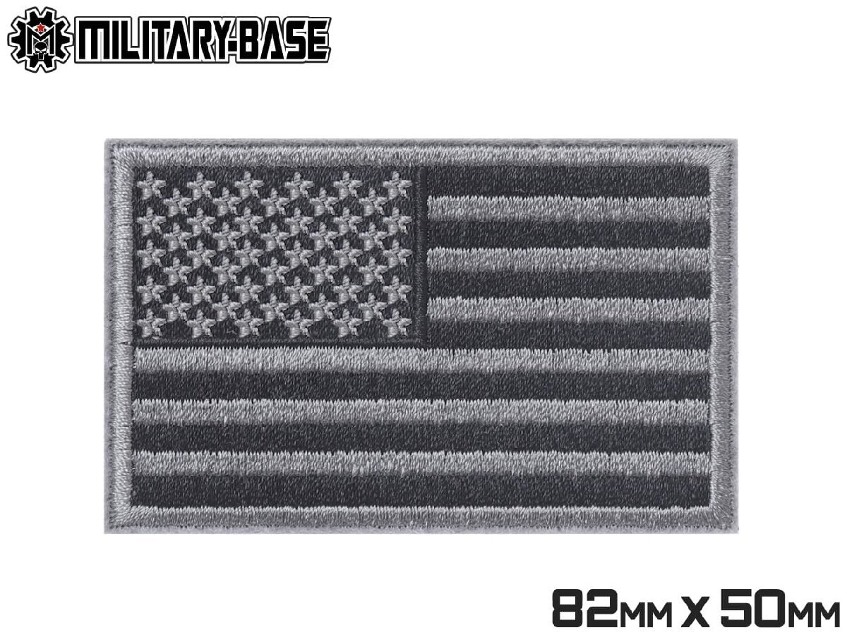 H7932B　MILITARY-BASE 星条旗パッチ 刺繍 82×50mm_画像1