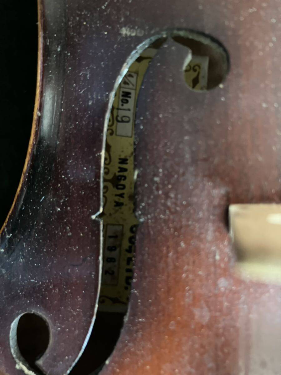(T)SUZUKI バイオリン ◆スズキバイオリンNo 19 NAGOYA 1962 ◆中古 レトロ アンティーク ビンテージ 弦楽器 レトロハードケース付きの画像10