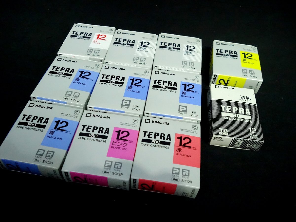 ★未使用保管品！TEPRA PRO テプラ プロ テープカートリッジ 12mm まとめて 11個の画像1